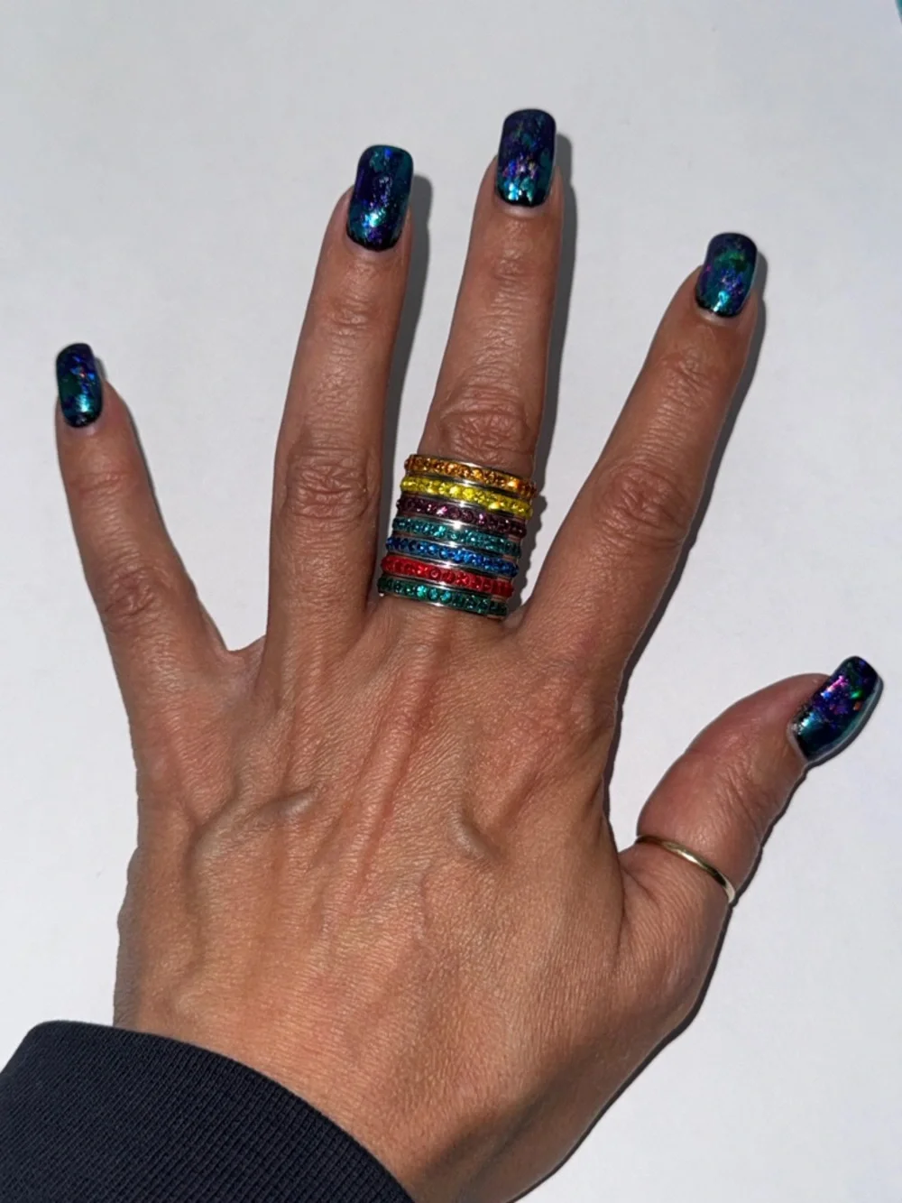 Multicolor Crystal Stackable Band Set - Size 9 - Picture 6 of 6